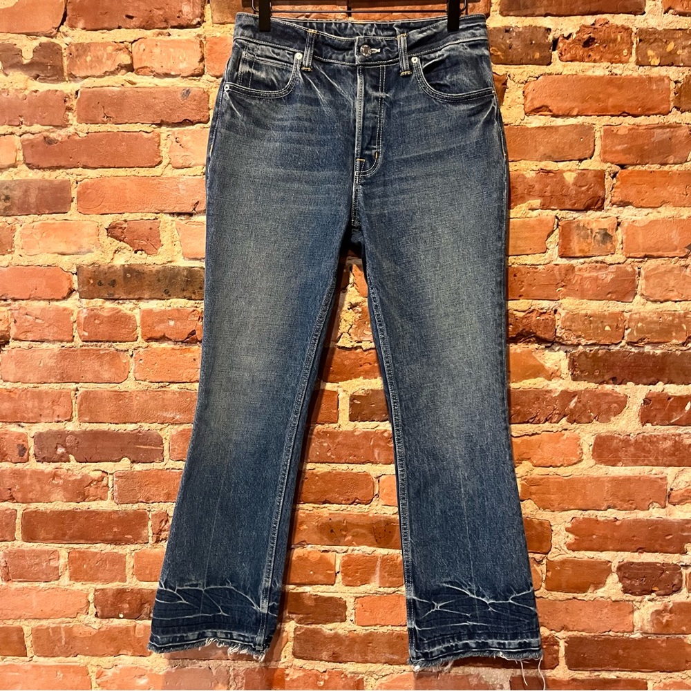 Helmut Lang Tacked Crop Flare Light Blue Size 28